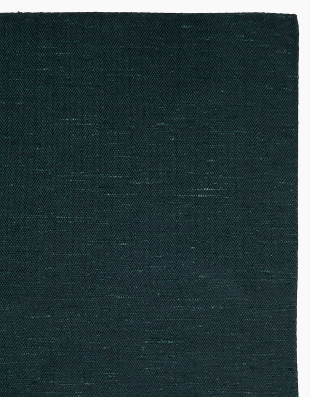 Dark Green Herringbone Silk Pocket Square