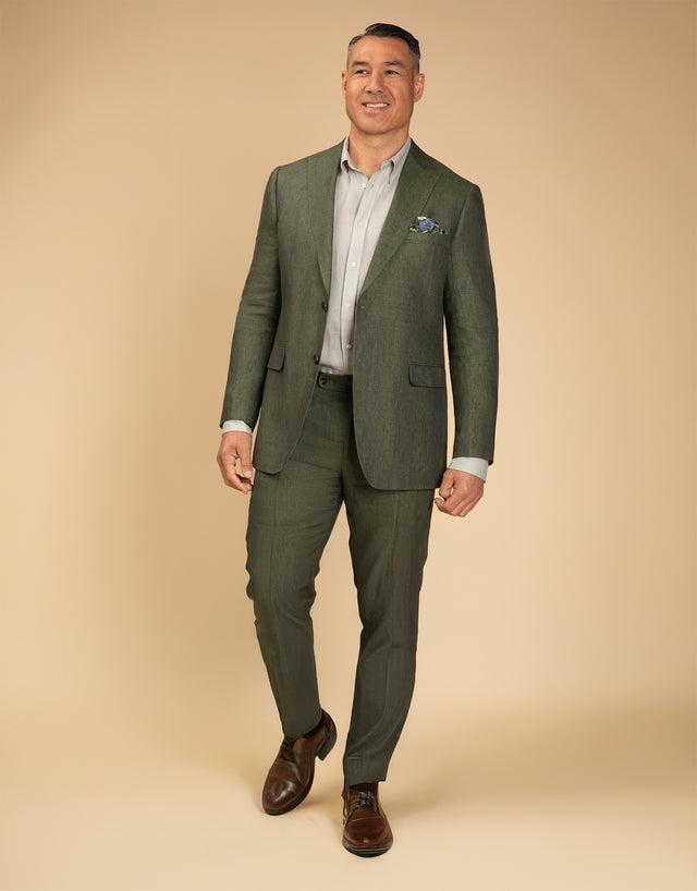 Lyon Olive Green Linen Blazer