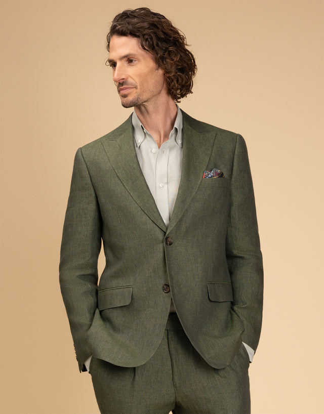 Lyon Olive Green Linen Blazer