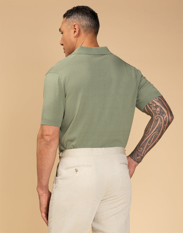 Amalfi Sage Green Knitted Polo