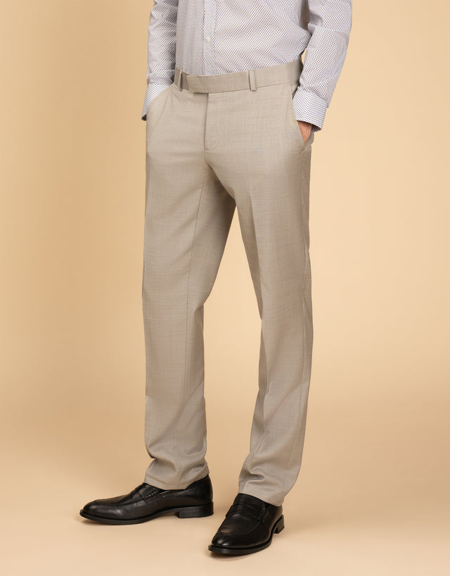 Lotus Beige Sharkskin Suit Trouser