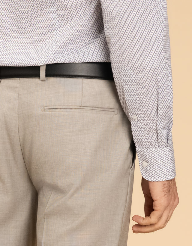 Lotus Beige Sharkskin Suit Trouser