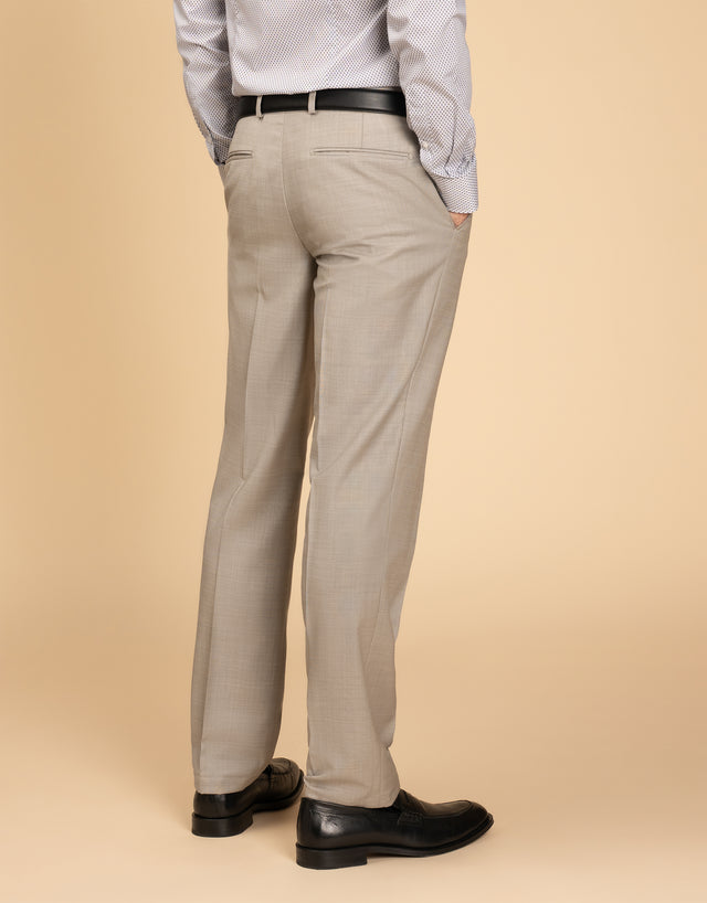 Lotus Beige Sharkskin Suit Trouser