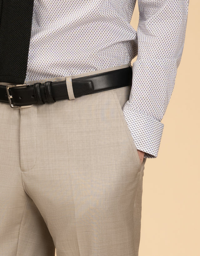 Lotus Beige Sharkskin Suit Trouser