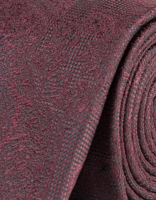 Maroon Large Paisley Jacquard Silk Tie