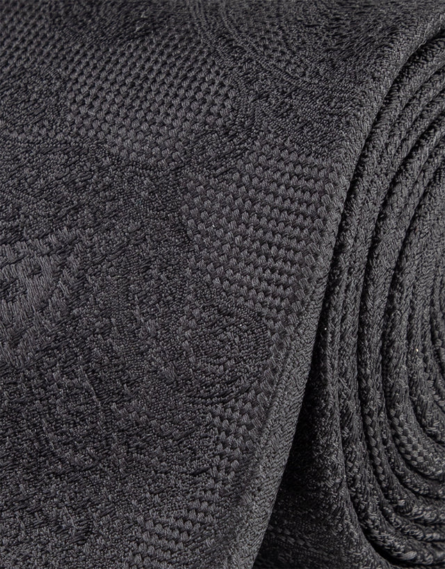 Black Large Paisley Jacquard Silk Tie