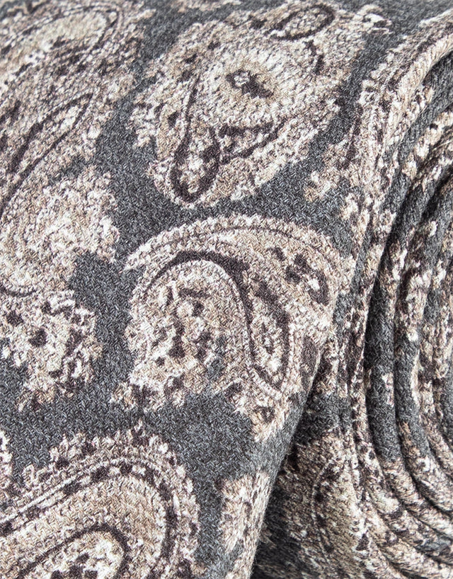 Charcoal & Brown Paisley Silk Tie