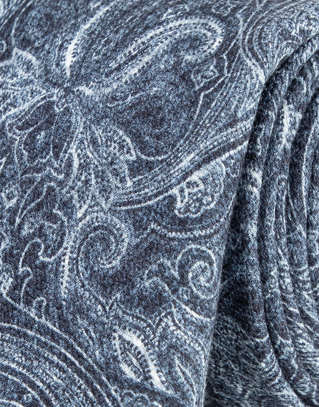 Blue Paisley Print Silk Tie