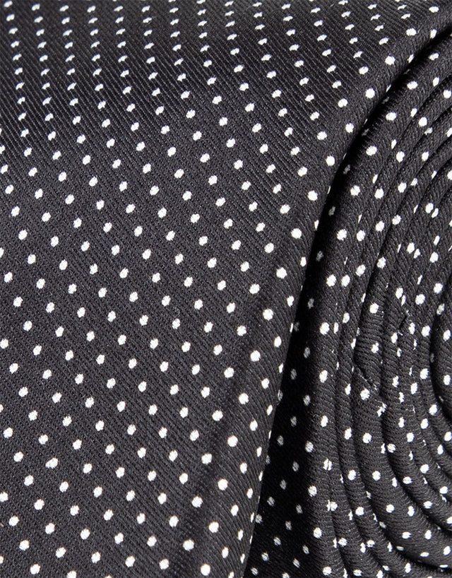 Black & White Polka Dot Silk Tie