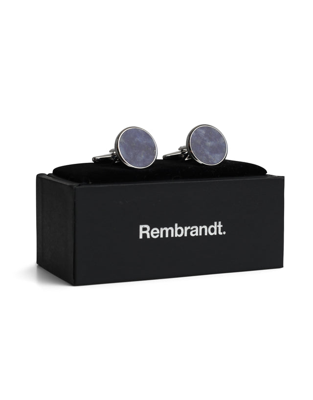 Round Silver with Blue Sodalite Cufflink