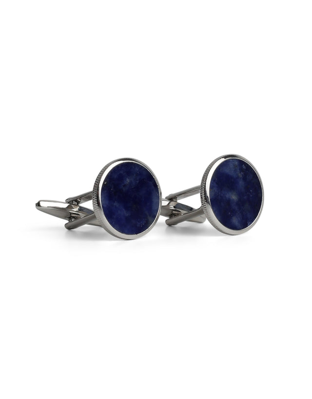 Round Silver with Blue Sodalite Cufflink