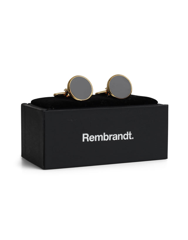 Round Gold with Onyx Cufflink