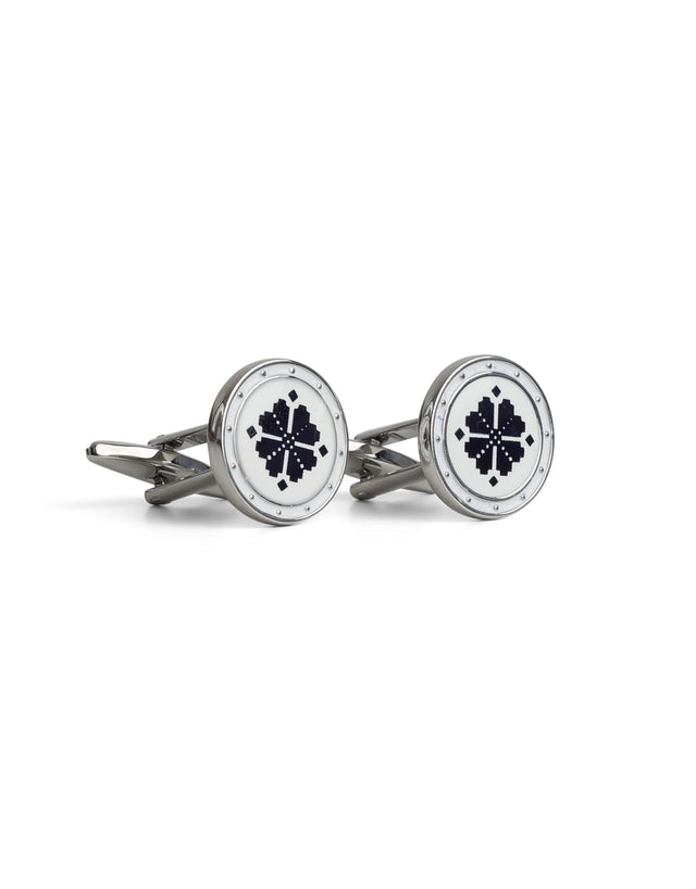 White & Black Mosaic Design Cufflink