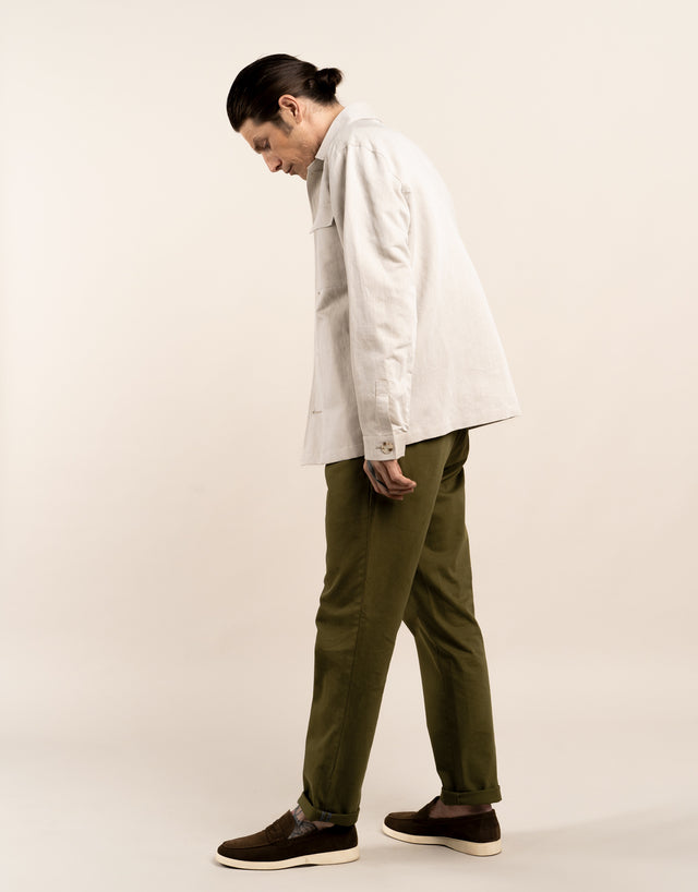 Devonport Beige Linen Blend Shirt Jacket