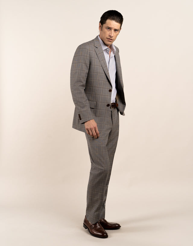 Cooper Grey and Brown Check Suit Jacket