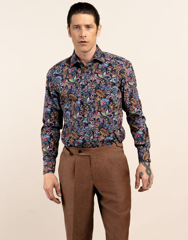 London Navy Large Paisley Print Shirt