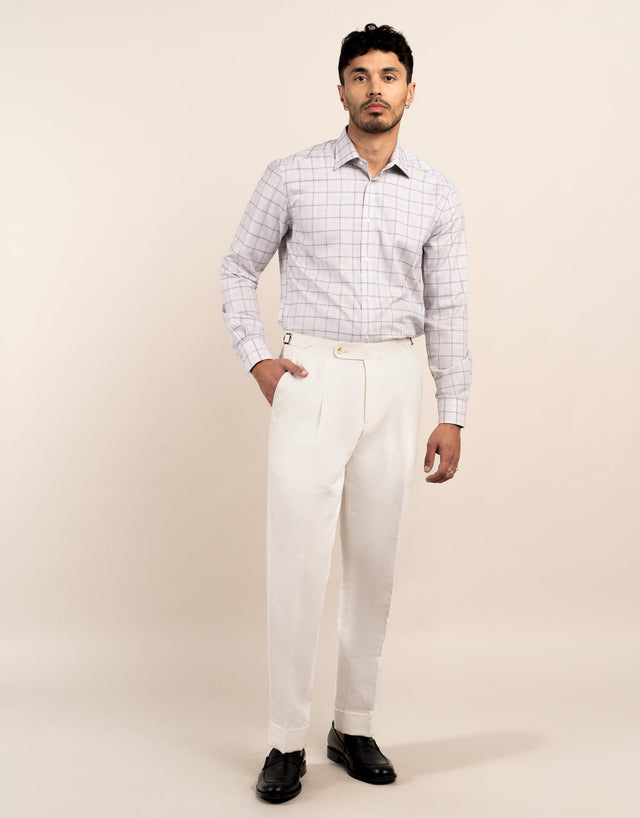Evans White Linen-Cotton Trouser
