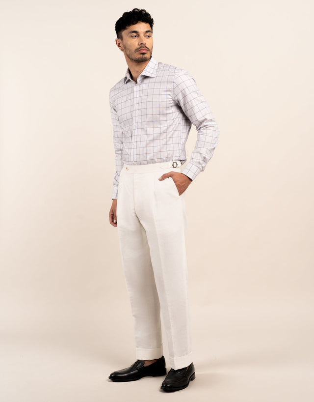Evans White Linen-Cotton Trouser