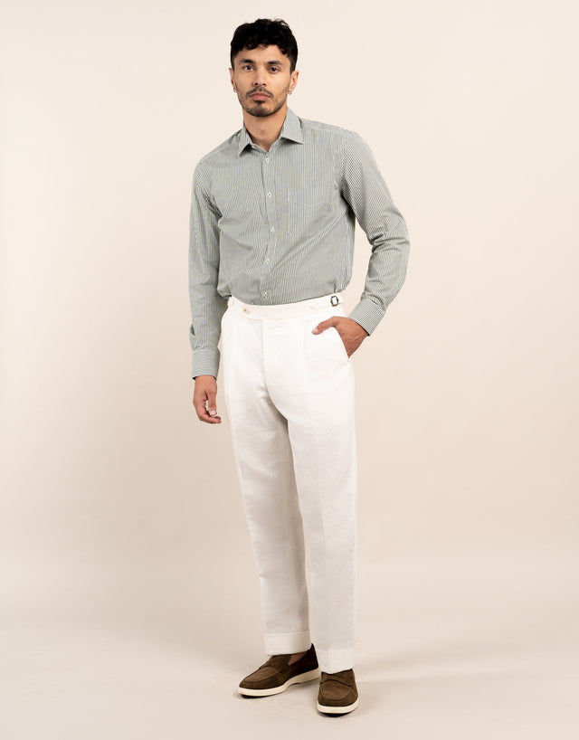 Evans White Linen-Cotton Trouser