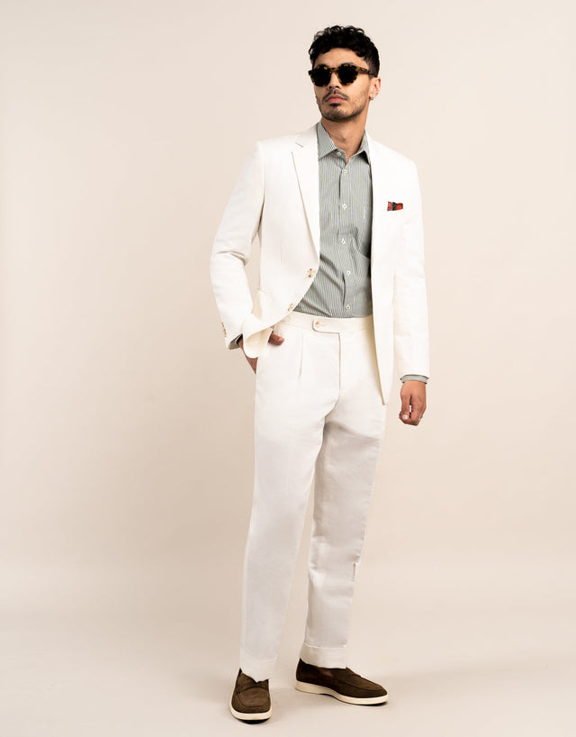 Evans White Linen-Cotton Trouser