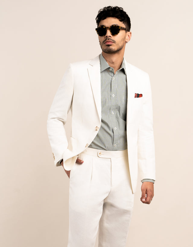 Malta White Linen Blend Suit