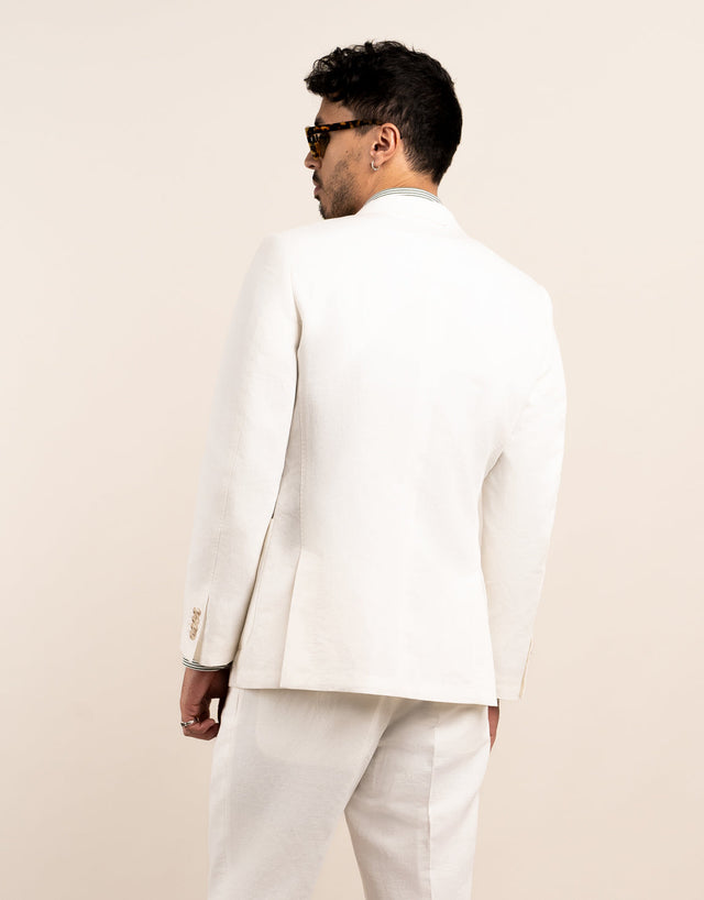 Malta White Linen-Cotton Blazer