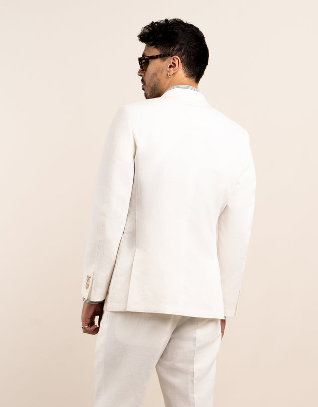Malta White Linen Blend Blazer