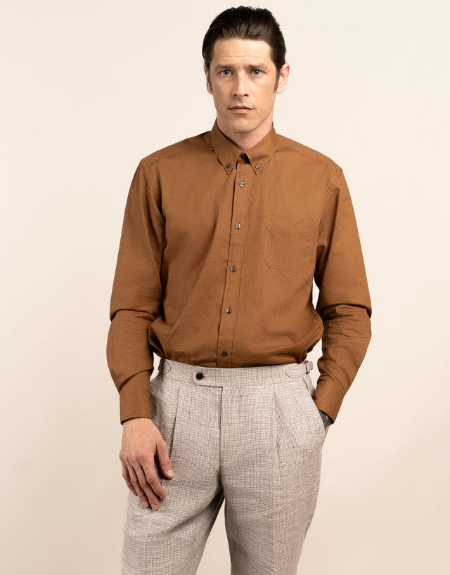 Ohope Tobacco Cotton-Linen Shirt