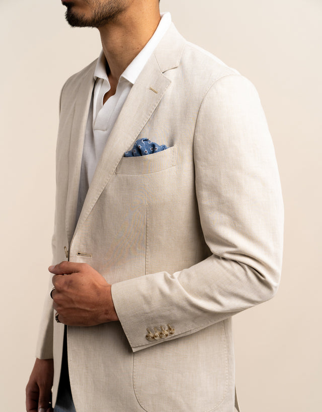 Malta Beige Linen Blend Suit