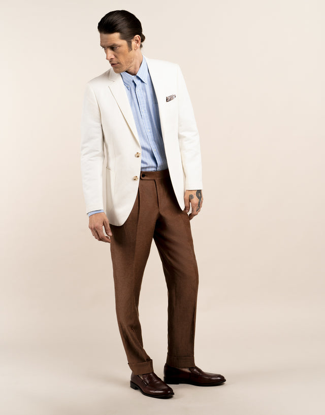 Malta White Linen Blend Suit