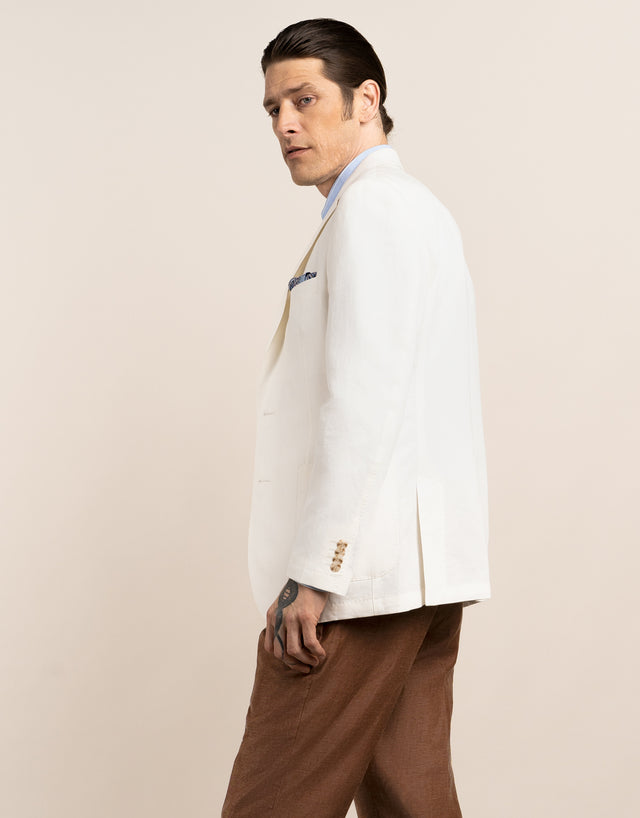 Malta White Linen Blend Blazer