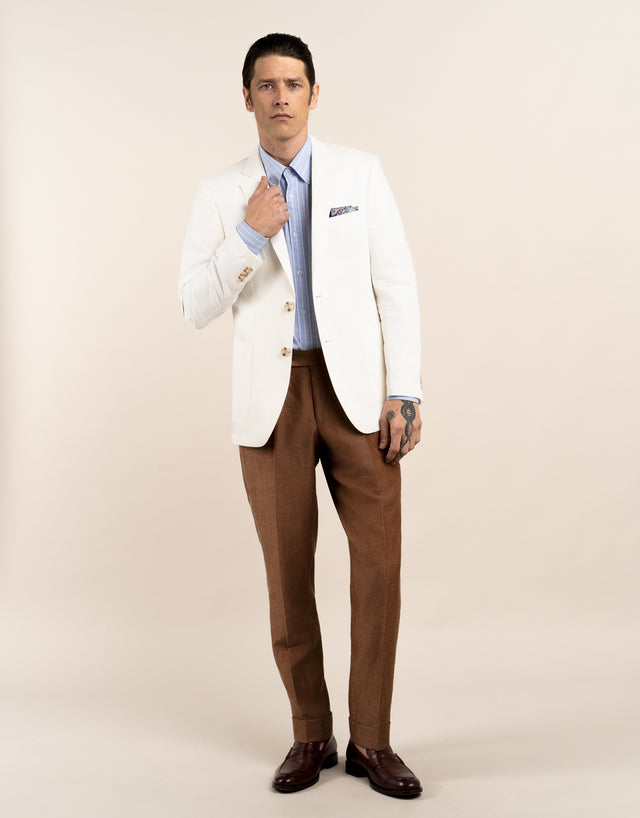 Malta White Linen Blend Blazer