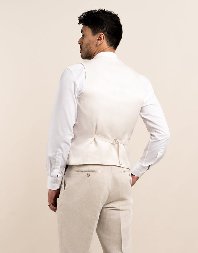 Churchill Beige Linen-Cotton Waistcoat