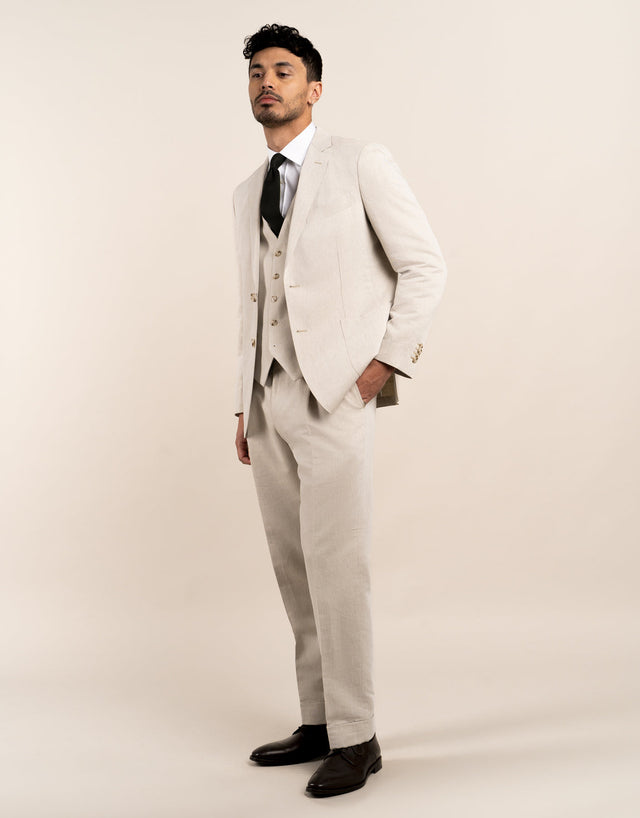 Evans Beige Linen-Cotton Trouser