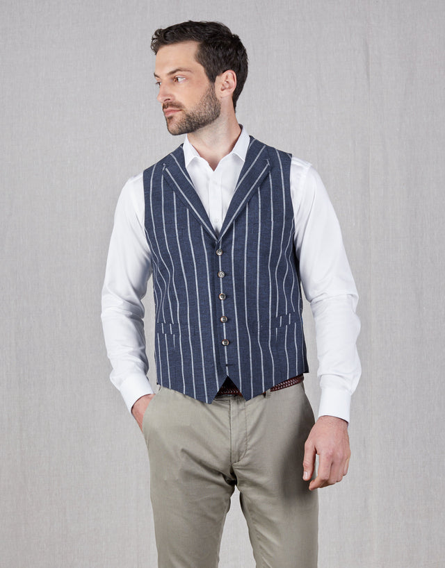 Shelby Blue Stripe Waistcoat