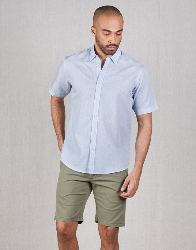 Raglan Light Blue Stripe Short Sleeve Shirt