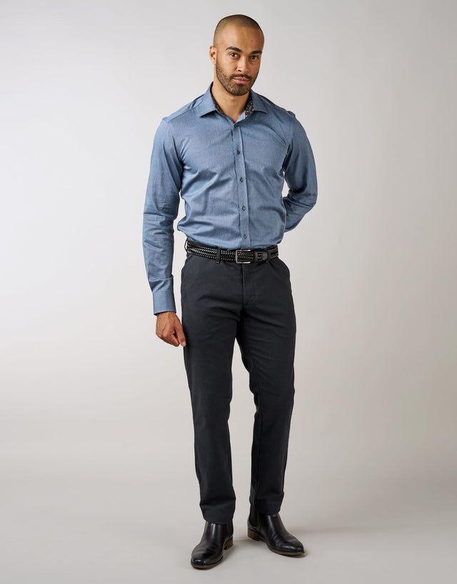 Barbican Blue & Black Textured Shirt