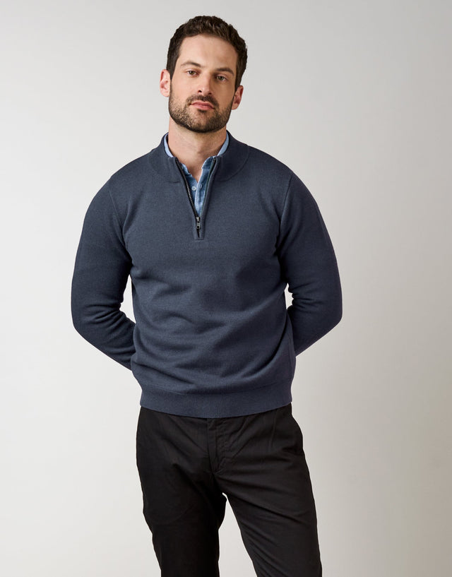 Mataura Indigo Blue 1/4 Zip Jersey