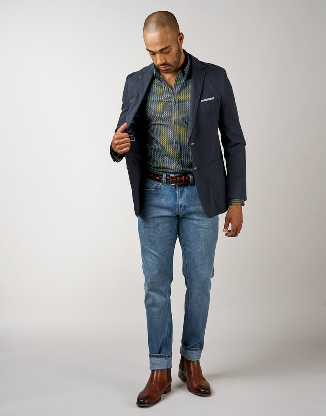 Ohope Black, Gold & Blue Spot Shirt