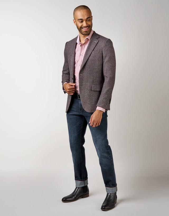 Hawker Maroon & Blue Guncheck Blazer