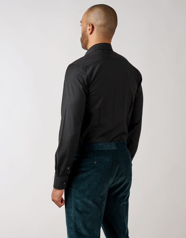 London Black Merino Wool Shirt