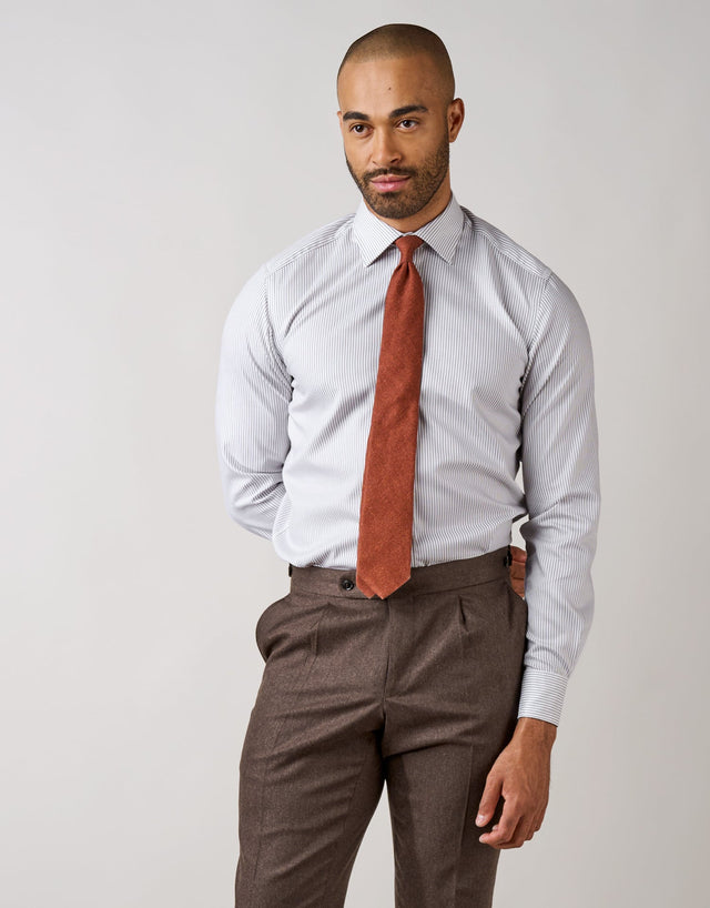 London White & Grey Herringbone Stripe Shirt