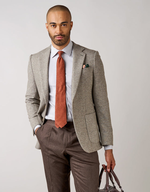London White & Grey Herringbone Stripe Shirt