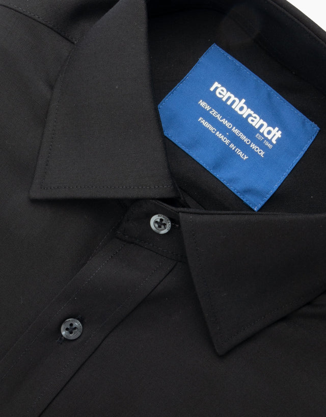 London Black Merino Wool Shirt