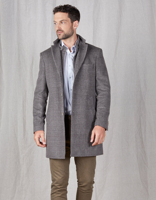 Compton Brown Check Overcoat