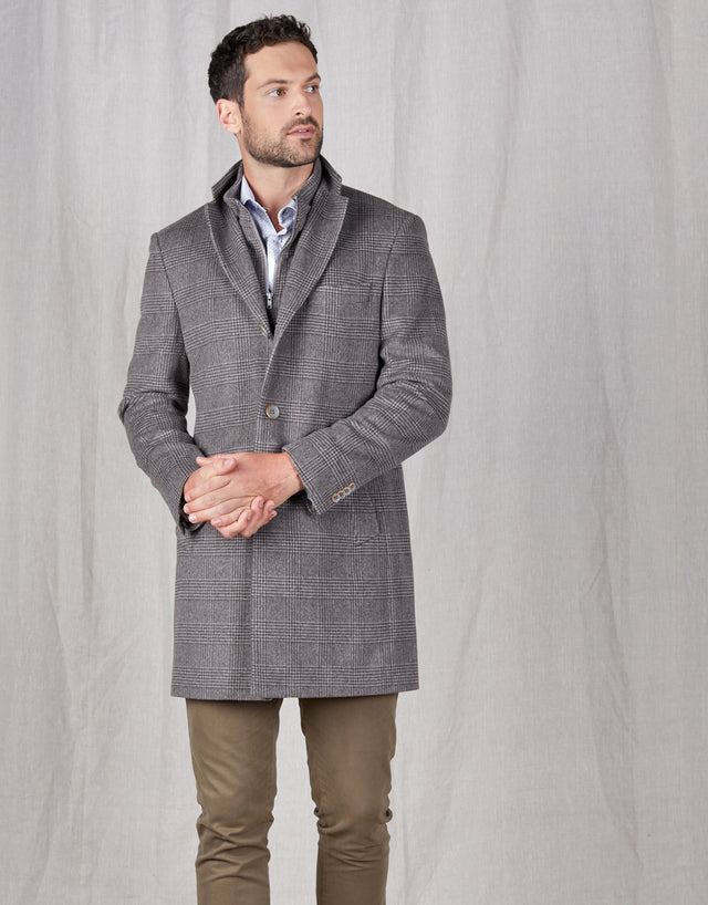 Compton Brown Check Overcoat