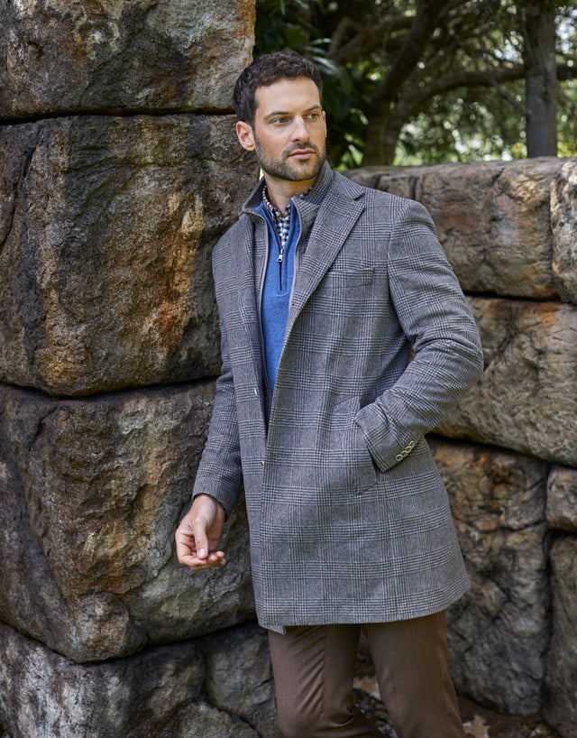 Compton Brown Check Overcoat