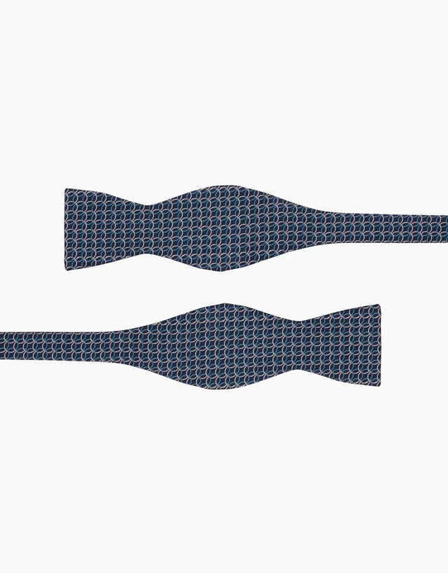 Blue Geometric Silk Self Tie Bow Tie