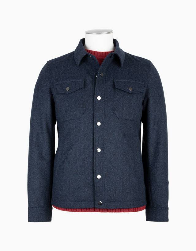 Makara Patch Pocket Navy Herringbone Overshirt