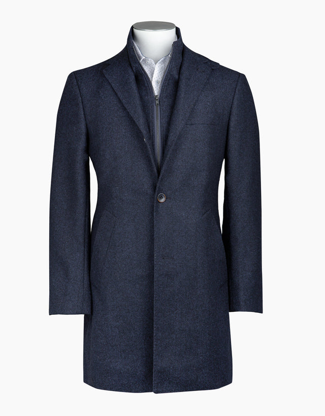 Compton Navy Hbone Overcoat